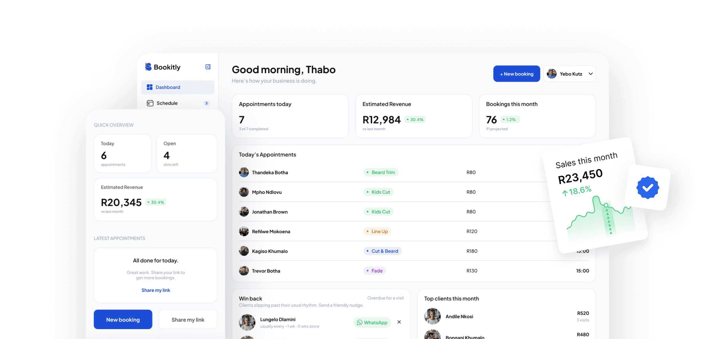 Bookitly app screens